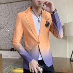 Meeste bleiser, gradientkost&uuml;&uuml;miga jakk Korea stiilis Slim Fit vabaaja meeste moodne kleit jakk M oranž
