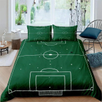 Roheline Jalgpalliv&auml;ljak Kuningas Kuninganna Tekikott Jalgpalliv&auml;ljak Tekikoti Kate Poistele Meestele Spordim&auml;ngud Voodipesukomplekt Pol&uuml;ester Tekikate T&ouml;&ouml;riist 135x200cm 2pcs black
