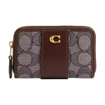 COACH Essential 11 kaubam&auml;rgi logo T&otilde;mblukuga sulgemine Jacquard-kangas ja peen vasikanahk Kaardihoidja Naiste Messing ja tammem&auml;nd messing ja tammem&auml;nd kollane