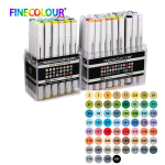 Finecolour EF101 8/12/20/24/30/36/40 tk Alkoholip&otilde;hine tindi kalligraafia marker Kahepealine pintsel Kunstimarkerid joonistamiseks