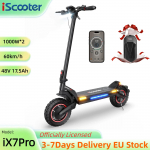 iScooter iX7Pro 60KM/H Elektriroller 10'' Maastikurehv 1000*2 Kahekordne mootor 48V/17.5AH Aku 60KM S&otilde;iduulatus Rakenduse juhtimisega E-roller iX7Pro 60KM/H must