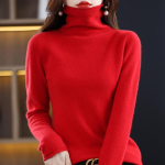 Villane k&otilde;rge kaelusega kampsun Uus &uuml;hev&auml;rviline Kvaliteetne Lai Joker Kootud Pullover Naine XL red
