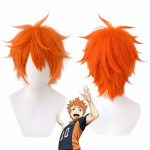 Anime Cosplay Parukas, Hinata Shoyo Torkiv Oranž L&uuml;hike Juus K&otilde;rge Temperatuuriga Kiud S&uuml;nteetiline Juuksepikendus oranž