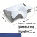Ergonoomiline m&auml;luvahust liblika kujuline padi kaelatoega aeglase tagasil&ouml;&ouml;giga kontuuriga voodipadi s&uuml;gavaks uneks pestava kattega 1pc pillow (core+cover) helehall v&auml;rv