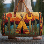 K&auml;sitsi valmistatud tepitud reisikott Vintage Kunstiline Matkaauto Loodus Duffel-kott Boho Weekender Totes Meestele Naistele Telkimine Matkamine Maanteereis 18x9x9inches