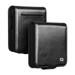 Qialino Ehtne Nahast Telefonikott Samsung Galaxy Flip 7 6 5 Flip7 Flip6 jaoks &Auml;ristiilis Moodne Luksuslik Kaardipesa Kattega Galaxy Z Flip7 must