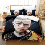 3D Prindi R&auml;ppar Lil Peep Voodipesukomplekt Tekikott Voodikomplekt Tekikate Padjap&uuml;&uuml;r Tekk Kuningas Kuninganna Suurus Poiste T&auml;iskasvanute Voodipesukomplekt 135x200cm