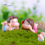 2 tk Cute Lovers Boy Girl lamab ees miniatuurse aia bonsai nukumaja sisekujundusega one size