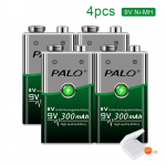 PALO 4PCS 9V 300mah laetav aku juhtmevaba mikrofoni kitarri EQ suitsualarm multimeeter sinine