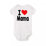 I Love Mama ja Papa Print Newborn Baby Romper Jupmsuit komplekt 3M valge
