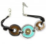 Les Tr&eacute;sors De Lily [D9662] - Bracelet Cr&eacute;ateur 'Byzance' Bleu Marron sinine