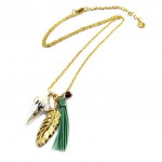 Les Tr&eacute;sors De Lily [P1731] - Collier cr&eacute;ateur artisanal 'Azuni' vert dor&eacute; (fait main) t&uuml;rkiissinine