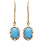 Les Tr&eacute;sors De Lily [Q8417] &ndash; kullatud &bdquo;Cl&eacute;opatra&rdquo; t&uuml;rkiissinised kuldk&otilde;rvar&otilde;ngad &ndash; 10x8 mm t&uuml;rkiissinine