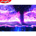 5D teemantmaal ristpistes talvine maastik t&auml;is&uuml;mmargune tikandid mosaiik j&otilde;ulukaunistus 20X30CM