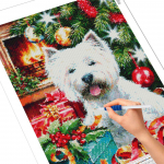 5D DIY Teemanttikandid Koerte K&auml;sit&ouml;&ouml;komplekt J&otilde;ulude Teemantmaali Loomade Ristpistes Mosaiik Kodukaunistuse Kingitus Full Round 20X30CM