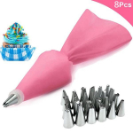 Ise ise 8 t&uuml;kki/komplekt silikoonist kondiitritoodete kott K&ouml;&ouml;k DIY koogij&auml;&auml;tuub kreemkoogi kaunistamiseks n&auml;pun&auml;iteid korduvkasutatav kondiitritoodete kott 8pcs
