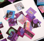 90 tk/2 karpi lillad seeria kleebised esteetilised kleebised dekoratiivsed albumi p&auml;eviku ruudulise paberi kleebised lastele kirjatarbed lilla