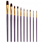 10 tk Pintslite komplekt Artist Paint Brush Mitme keskmise suurusega pintslid nailonist juustega kunstnikule lilla
