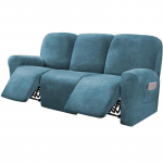 Ultimate Decor 8-osalised lamamistoolikatted Velvet venivad lamamiskatted 3 padjaga lamamisdiivani katte jaoks 3-Seat paabulinnu sinine v&auml;rv