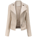 Naiste kunstnahast jope Moto Biker l&uuml;hike mantel PU Mootorrataste v&otilde;idus&otilde;itja revkrae Crop Blazer Punk Rock Stiilne neetidega &uuml;ler&otilde;ivad Mood Tops Riietus 2XL white