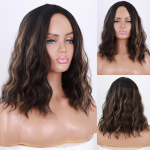 LISI HAIR Naiste s&uuml;nteetilisest kiust laineline parukas ilma tukkideta L&uuml;hike naturaalne laineline parukas Ombre hall lilla s&uuml;nteetilisest kiust parukas naistele