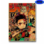 Vintage Anime plakatid, mis r&uuml;ndavad Titanit / Deemonitapjat / Jujutsu Kaisen Manga esteetiline plakat j&otilde;upaberist kodukaunistusega seinakleebised 30x21cm