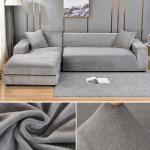 Sametine diivani kate Elastne paks L-kujuline nurgadiivani kate elutuppa 1/2/3/4 istekohaga veniv kate diivandiivani tugitoolile 1 Seater 90-140cm helehall v&auml;rv