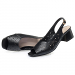 Naiste suvised sandaalid Fishmouth ehtsast nahast naiste sandaalid plokk-kontsad, suured keskealised ema sandaalid 43