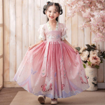 T&uuml;druk Hanfu iidne kost&uuml;&uuml;m lapsed Hiina stiilis v&auml;ikese t&uuml;druku kleit Tang kleit printsessi seelik rahvariided lapsed S roosa