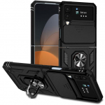Samsung Galaxy Z Flip 4 5g &uuml;mbrise p&otilde;rutuskindla autohoidiku magnetr&otilde;ngaga &uuml;mbris Galaxy Z Flip 4 5g vastupidava turvise tagakaane jaoks For Galaxy Z Flip 4 must