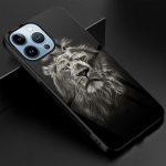 Animal Lion telefoni&uuml;mbris iPhone'ile 14 13 11 12 Pro Max Mini Xs Xr X 7 8 6s Plus Se 2022 Luksuslik karastatud klaasist kate Coque Capa For iphone 6S