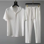 S&auml;rk + p&uuml;ksid Kaheosaline komplekt Suvine meeste puuvillane linane &uuml;likond Moodsad klassikalised s&auml;rgid Meeste &auml;ri vabaaja rannas&auml;rgid varustus XL valge