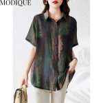 MODIQUE 2023 Summer Plus Size Naiste puuvillased linased vintage pluuss&auml;rgid P&otilde;hit&otilde;ed Suvised prinditud mantlid Avatud &otilde;mblusega &uuml;lisuured n&ouml;&ouml;bid XL must