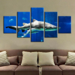 Suur ookeanihai merekala 5 paneeliga l&otilde;uendipilt Prindi seinakunst l&otilde;uendimaal Elutoa seinakaunistus plakat ilma raamita 20x35cm*2 20x45cm*2 20x55cm*1