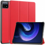 Kaas Xiaomi Pad 6 2023 &uuml;mbrisele 11-tollise tahvelarvuti Funda jaoks Xiaomi MiPad 6 Pro Mi Pad 6 Pro &uuml;mbrisele Etui PU nahast Caqa + Stylus For Mi Pad 6 punane