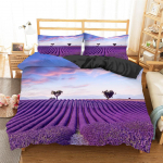 3D digitaalprintimise voodipesukomplekt Magamistoa Lavendel Pastoraalne Scenery Tekikate Padjap&uuml;&uuml;r Voodipesu &Uuml;he kaheinimesevoodi t&auml;issuuruses 2/3 t&uuml;kki Mikrokiud EU Single 135x200cm
