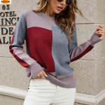 ZIMOXUAN Casual Color Block Loose Fit sviiter naistele &Uuml;markaelusega kampsun S punane