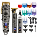 Professionaalsed juuksel&otilde;ikurid meestele 3 komplekti juuksuril&otilde;ikurid juuste l&otilde;ikamiseks LCD-ekraaniga juuksetrimmerite komplekt, laetav juuksel&otilde;ikusmasin perele hall