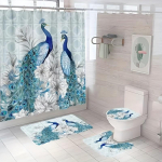 4 tk Luksuslikud Peacock du&scaron;ikardinakomplektid, veekindlad vannitoa jaoks Libisemiskindlad Vannitoavaibad kaas WC-kate Vannimatt Vannitoakomplekt 4Pcs