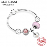 925 Sterling H&otilde;be Euroopa Mood Pan V&otilde;lu Helmed K&auml;ev&otilde;ru DIY K&auml;ev&otilde;ru Naistele Paaridele Armastajale Originaal Kingitus Ehted 18cm