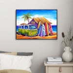 DIY teemantmaaling multifilm Mere&auml;&auml;rne maastik ristpistes komplekt Mosaiikkunst Teemantmaal T&auml;isringi/ruudukujuline teemantv&auml;rviga kodukaunistus Round 30x40cm