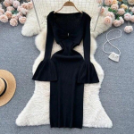 Seksikas Bodycon V kaelus, pikkade varrukatega kootud kleit &Scaron;ikk elegantne Vestidos s&uuml;gisene naiste moodne puusakleit One Size must