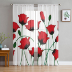 Punase mooni&otilde;iega l&auml;bipaistvad kardinad magamistoa elutuppa t&uuml;llkardinad k&ouml;&ouml;giakna jaoks Voile kardinad 135W x 114H(cm)
