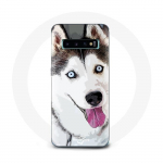 &Uuml;mbris Samsung Galaxy S10 Plus White Siberian Husky Blue Eyes jaoks