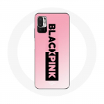 Coque pour Xiaomi Redmi Note 10 5G Blackpink Groupe de K-pop Logo Noir Rose Fond Rose