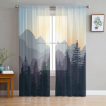 Mountain Pine Woodsi p&auml;ikeset&uuml;llist kardinad magamistoa jaoks Moodsad Voile kardinad Kodukaunistuse aknakardinad 135W x 114H(cm)