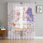 Elf Flower Rabbit Leaf Magamistoa l&auml;bipaistev l&auml;bipaistev kardinad P&uuml;hadekaunistused Aken Voile t&uuml;llkardin 135W x 114H(cm)