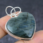Natural Labradorite Gemstone Handmade 925 Sterling Silver Pendant 1.77 t0h90