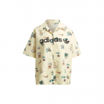 Adidas Originals l&uuml;hikeste varrukatega graafilise tr&uuml;kiga s&auml;rk koomiksimustri ja logotr&uuml;kiga naiste pluus beež IC3072 S