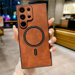 Juhtmevaba laadimise nahk Samsung Galaxy S24 S23 S22 S21 Ultra Plus &uuml;mbris matt pehme magnet MagSafe universaalne kaamera kaan for Galaxy S21 pruun
